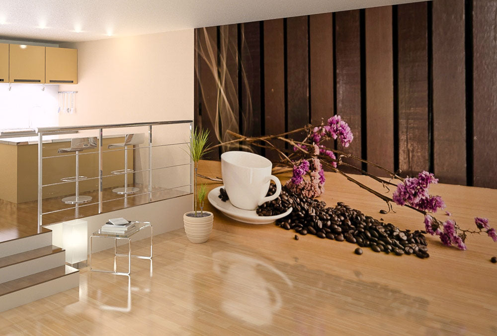 Fototapete Nr. 3395 - Kaffee & Blüten