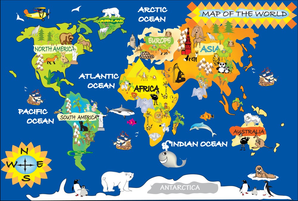 Fototapete Nr. 3506 - Map of the World - Kids I