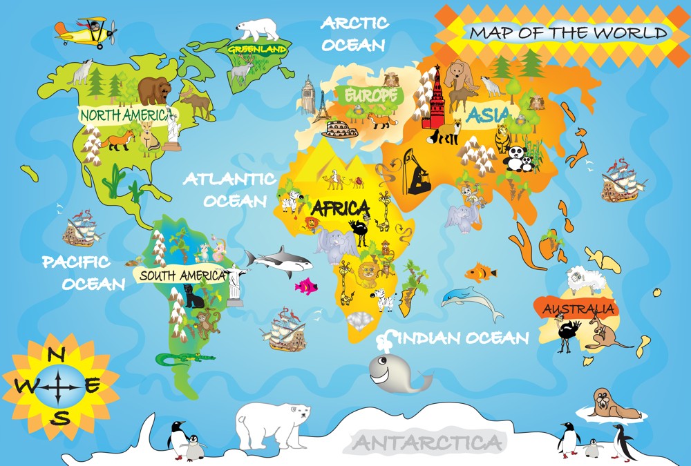 Fototapete Nr. 3507 - Map of the World - Kids II